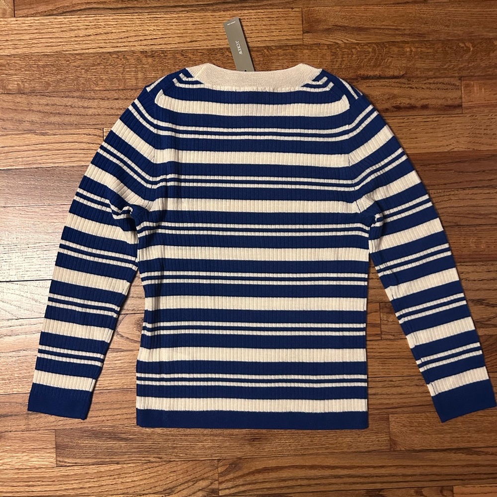J. Crew Carolyn three-quarter sleeve sweater in striped merino wool - Picture 6 of 10